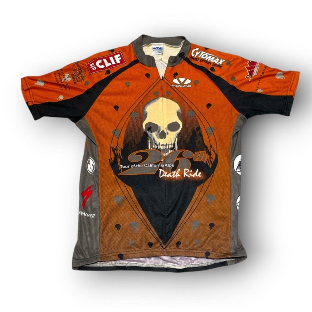 Vintage 2006 Death Ride Cycling Jersey Mens Voler Tour of California Alps Skull